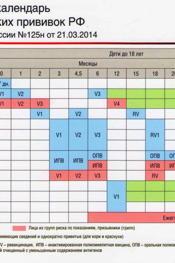 Календарь прививок для детей по возрасту в таблице — список и график вакцинации