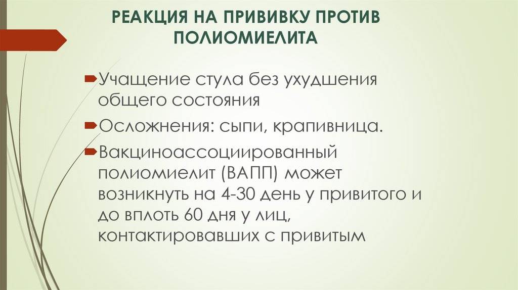 Температура после прививки от полиомиелита