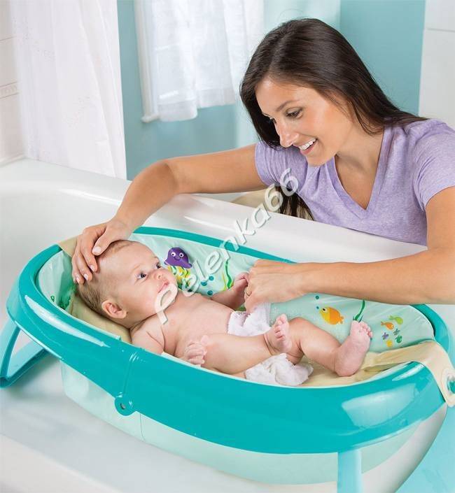 Как правильно купать новорождённого в ванночке первый раз, с горкой