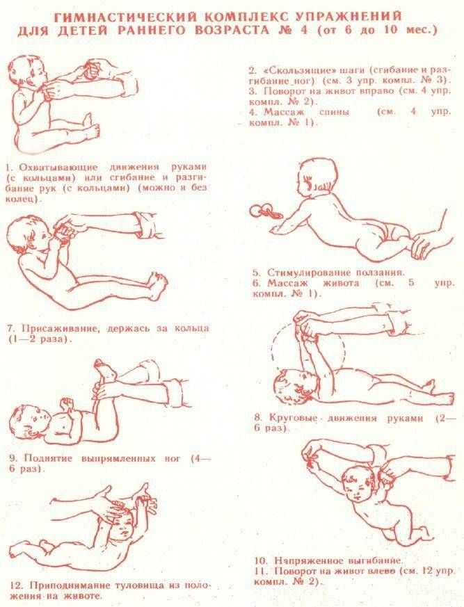 Гимнастические упражнения и массаж детей от 4 до 6 месяцев
