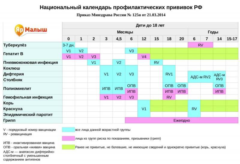 План прививок для детей до года