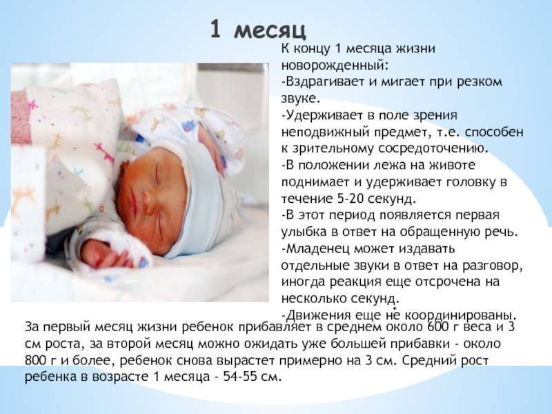 Второй месяц жизни новорожденного ребенка: развитие, вес, уход
